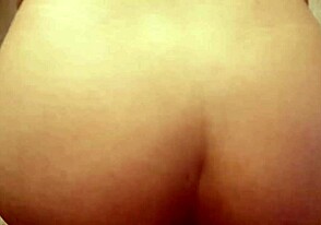 Black-haired muscle man finishes on pale white butt