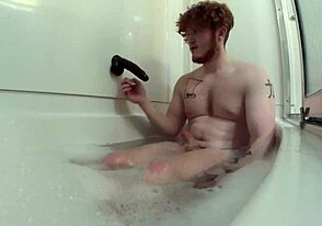 Gay bath time self-pleasure journey