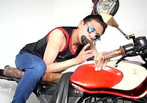 Gay Colombian's motorcycle accident turns into a hot anal scene