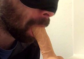 Young gay guy tries out a dildo alone