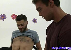 Gay guys with athletic builds giving blow jobs and having sex