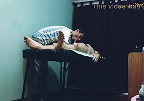 Gay amateur gets oily massage