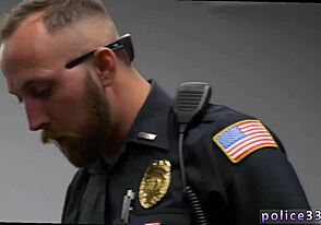 Interracial officers in hardcore gay scene