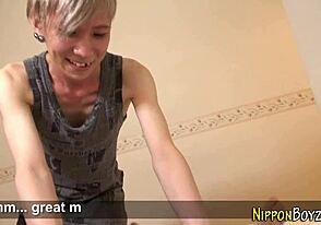 Young Japanese man masturbates alone