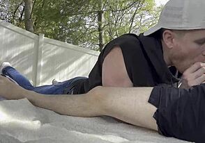 Stepson's backyard tryst with stepdad