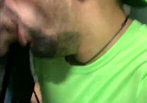First-time blowjob with risk of getting caught on camera
