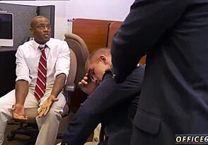 Gay black men have sex in an HR meeting room