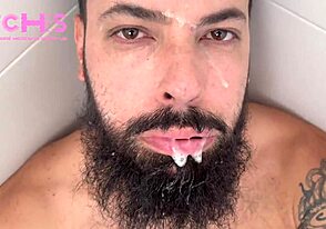 Barbudo gets spit on by hot stud, full video on Red