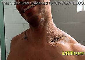 Young European and Latino gay twinks exchange sex for rent in a gay brothel