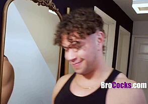 Gay stepbrothers in a sticky situation with a washer malfunction