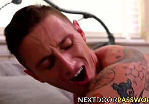 Inked Boyfriend Gets a Wild Blowjob and Bangs Hard in Intense Homo Threesome.