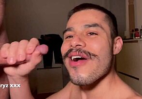 Sucking His Cock Until He Cums Hard on My Face Again