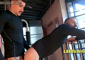 Latino guys work out and fuck