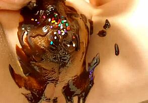 Gay twink's kitchen chocolate banana bash
