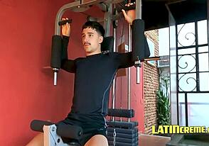 Latino guys work out and fuck