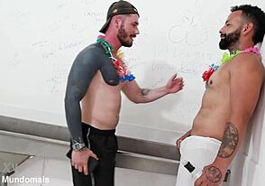 Gay fetish video with piss and bareback sex scenes with a huge cock