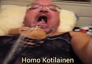 Gay homemade video of a chubby crossdressers jerking off