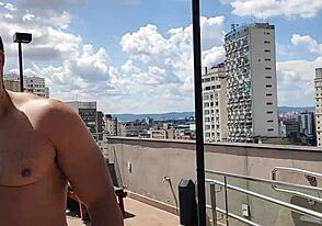 Hot gay action by the pool on a summer day