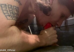 Close-up of gay man's oral pleasure