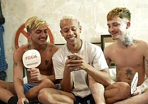 Backstage action with hot Brazilian twink and deepthroat action