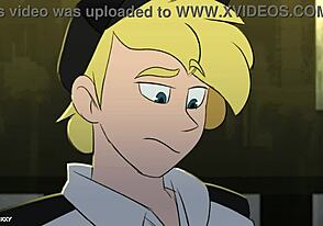 Gay animation with bareback sex and twink boys stuck in the wall