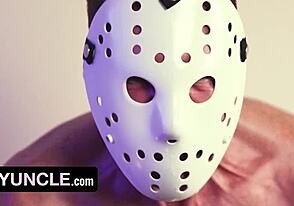 Dangerous masked killer wrecks anal hole of hot stud