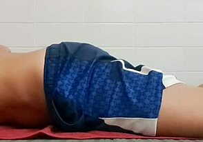 Fit boy masturbates publically, almost gets caught