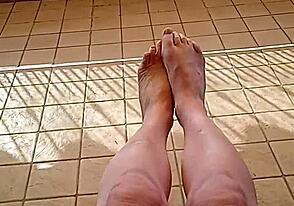 Young gay guy shows off his feet and bareback skills