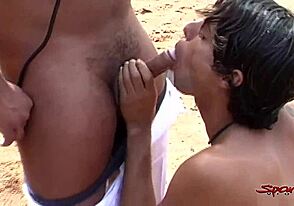 Interracial couple's passionate stable tryst