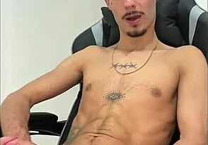 A young guy with a hairy dick cumming hard