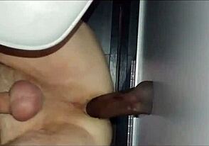 Beauty conquered a huge cock at an abs gloryhole, showcasing intense action