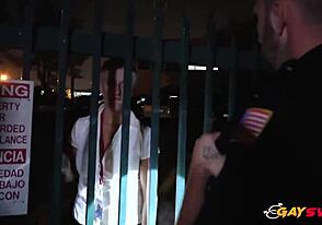 Pervert officers check guy for hidden gays