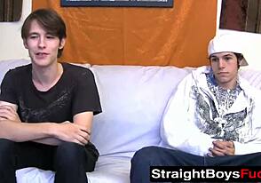 Young and straight twink gets a hot gay threesome with a big cock lover