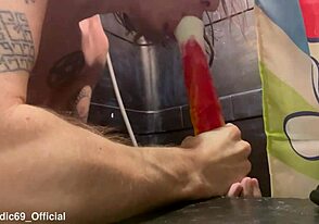 Close-up of gay man's oral pleasure