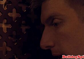 Gay church confessional blowjob action