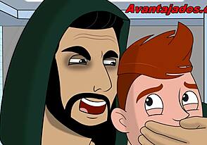 The ass in the cartoon cabin, a funny gay drawing