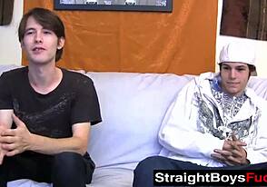 Young and straight twink gets a hot gay threesome with a big cock lover