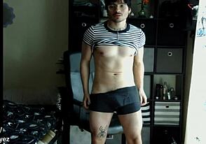 Hot Latino stripper performs to techno music
