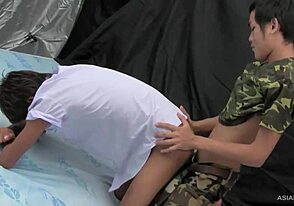 Asian twinks Hans and Jake bareback each other without protection