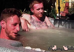 Ginger hottie got out of jacuzzi to bang his dick