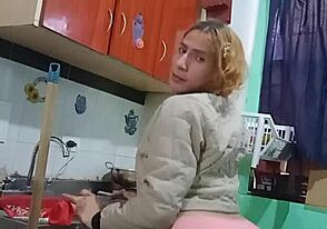 Crossdresser in action in a hot scene with a shemale