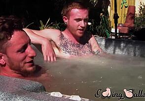 Ginger hottie got out of jacuzzi to bang his dick