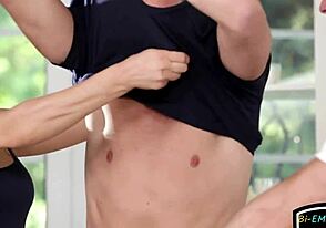 Muscular bisexual man has sex with beautiful woman in threesome adult movie