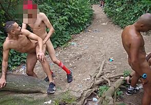 Public park fun with ass offering and gay action
