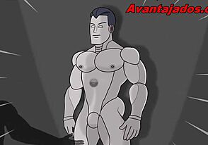 The cartoon guy fucked his dick and his friend's cock too