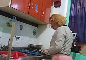 Crossdresser in action with shemale