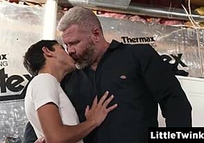 Daddy's tongue explores little twink's tight hole