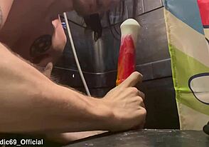 Close-up of gay man's oral pleasure