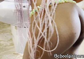 Hot maid gets fucked in the bathrom with no time to waste