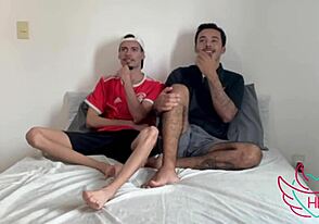 Young gay guys having fun with doggy style sex and blowjobs